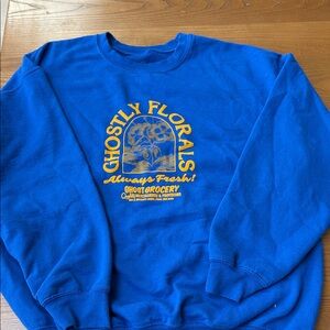 LONELY GHOST Blue and Yellow Crewneck Sweater